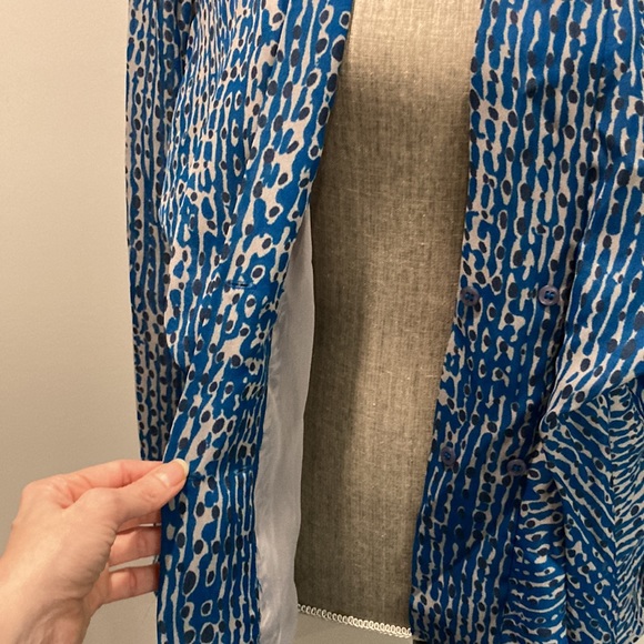 Kasper Teal Bow Tie Long Sleeve Blouse 10 - Picture 13 of 16